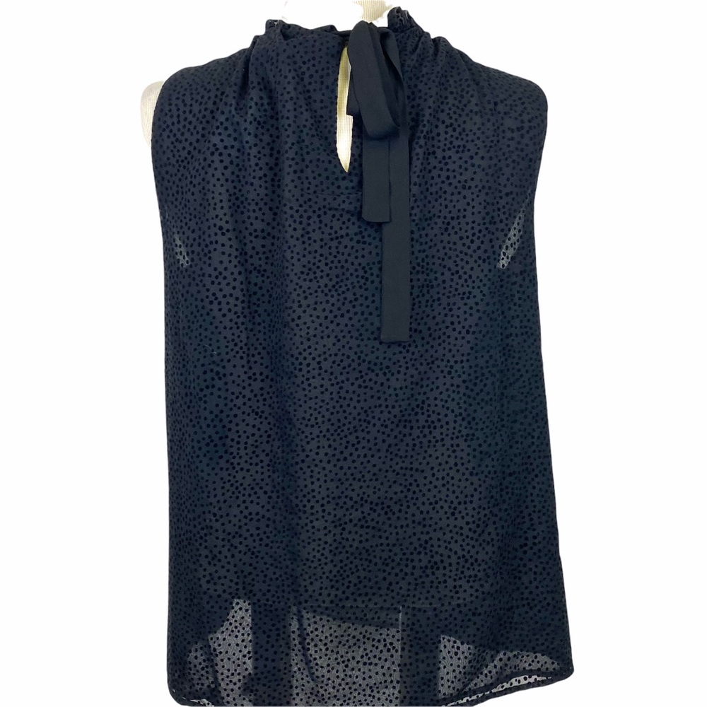 LOFT Black Flocked Swiss Dot Tie Back Top - Picture 5 of 9